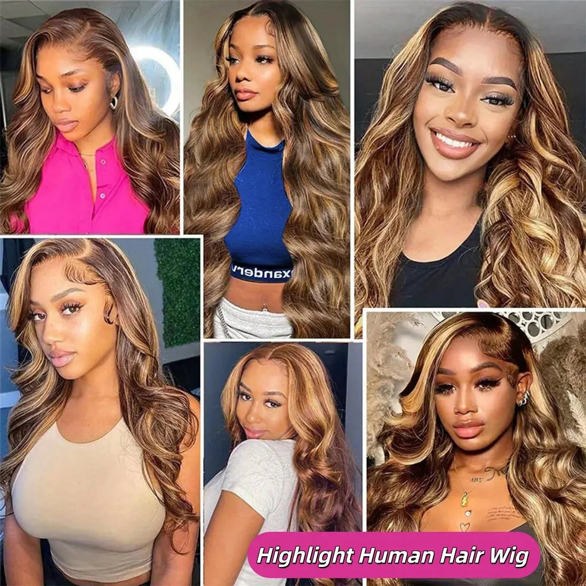 Honey Blonde Ombre Highlight Body Wave Lace Front Human Hair Wigs Pre Plucked Glueless Straight Deep Wave Frontal Wigs For Woman On Clearance Sale BareGlow