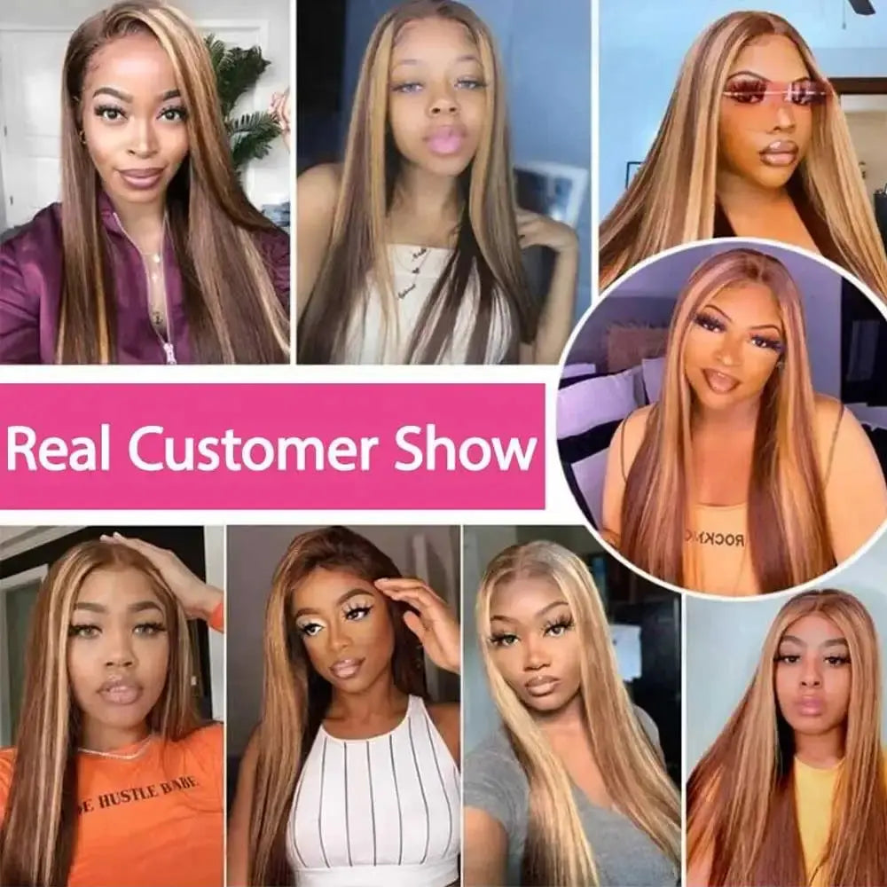 Highlight Wigs Colored Straight Lace Front Human Hair Wigs For Women Honey Blonde Straight 13x4 Hd Lace Frontal Wigs Human Hair BareGlow