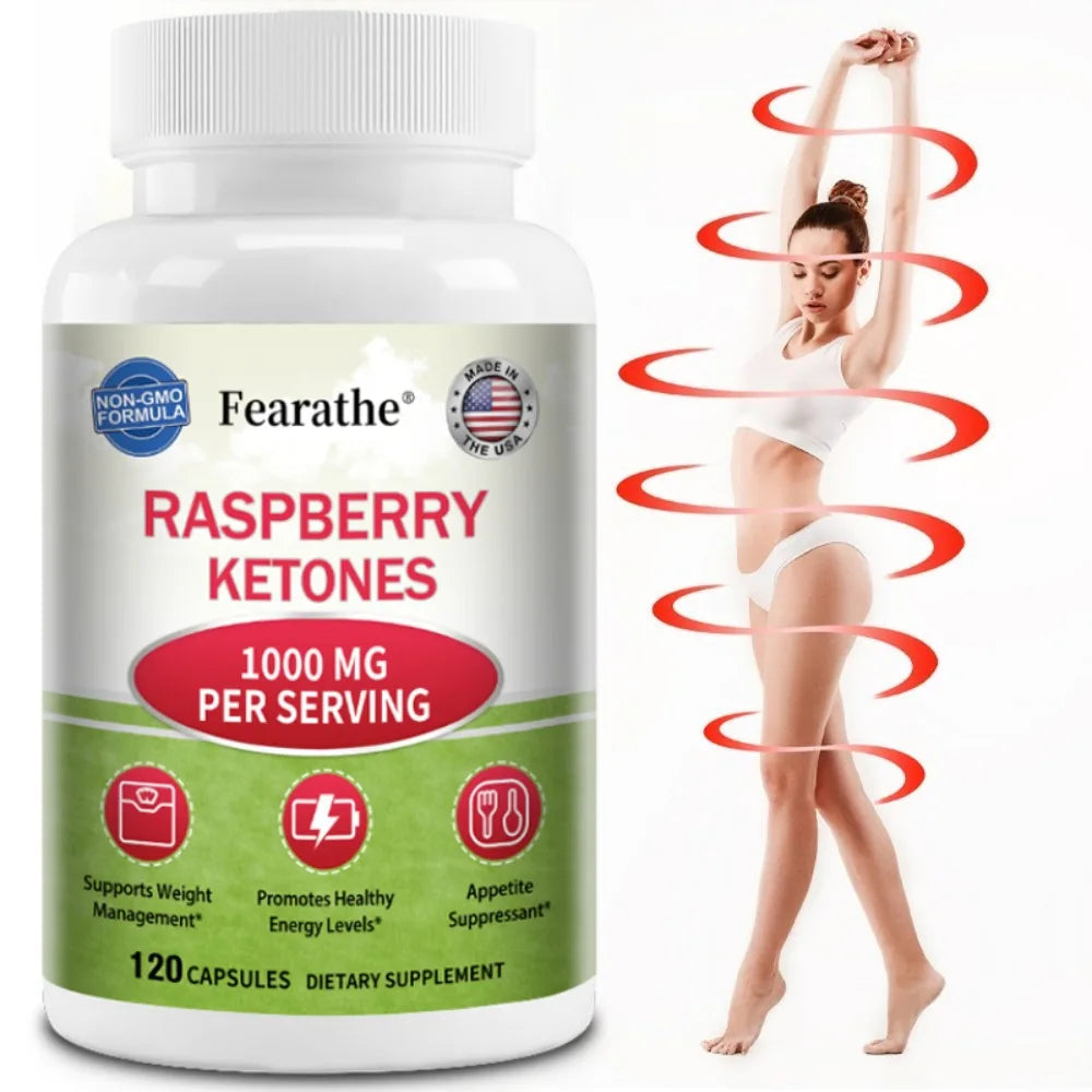 Raspberry Ketones Capsules - Fat Burning, Metabolism Boosting, Healthy Weight Management, Appetite Suppressant BareGlow