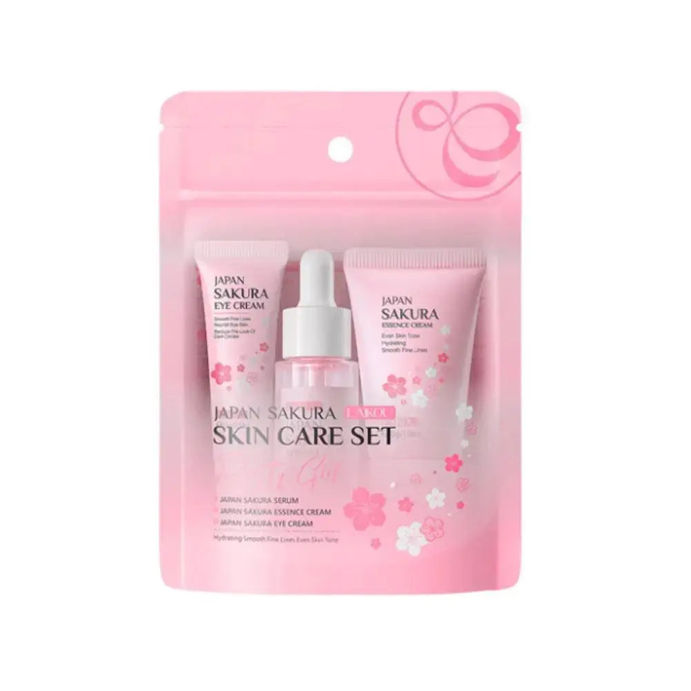 5/3pcs/Set Sakura Skin Care Sets Face Cream Serum Toner Facial Cleanser Sunscreen Eye Cream Gift Box Face Skin Care Set Product BareGlow