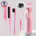 56PCS Hair Styling Set Spray Bottle Hair Brushes Elastic Hair Bands Rat Tail Comb Edge Brush for Women Girls Hair Styling Tools BareGlow