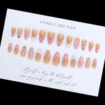 24 Pcs Pink French 3D Flower Decorations for Fake Nails Almond Press on Nails Acrylic Artificial Reusable False Nails Self-nail BareGlow