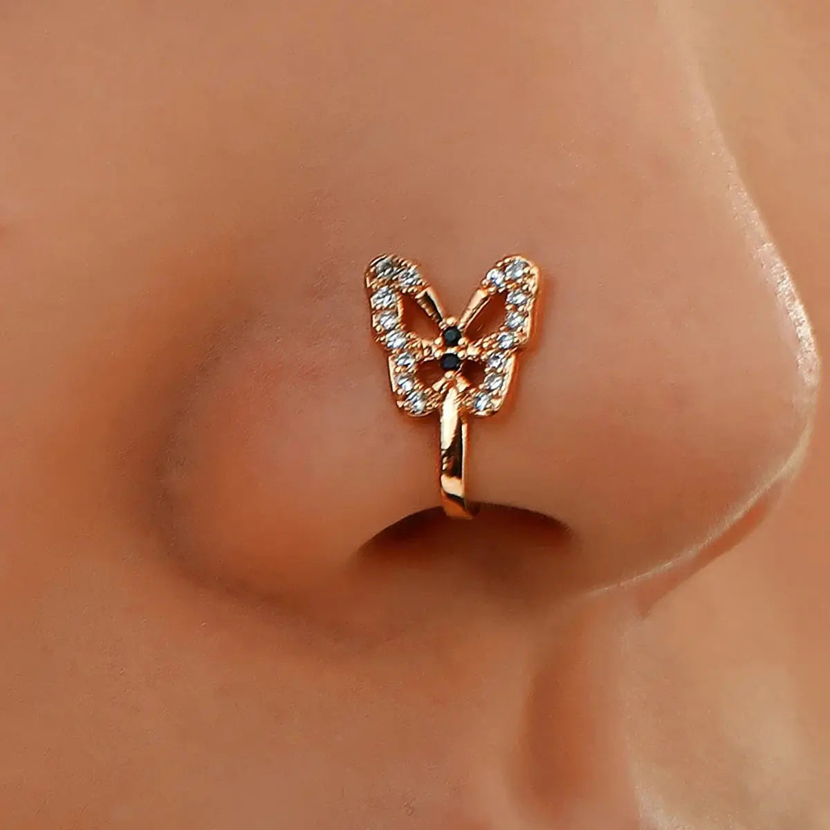 Fashion Gold Color Dragon Butterfly Fake Nose Ring for Women Africa Copper Helix U Shape Faux Aro Nariz Piercing BareGlow