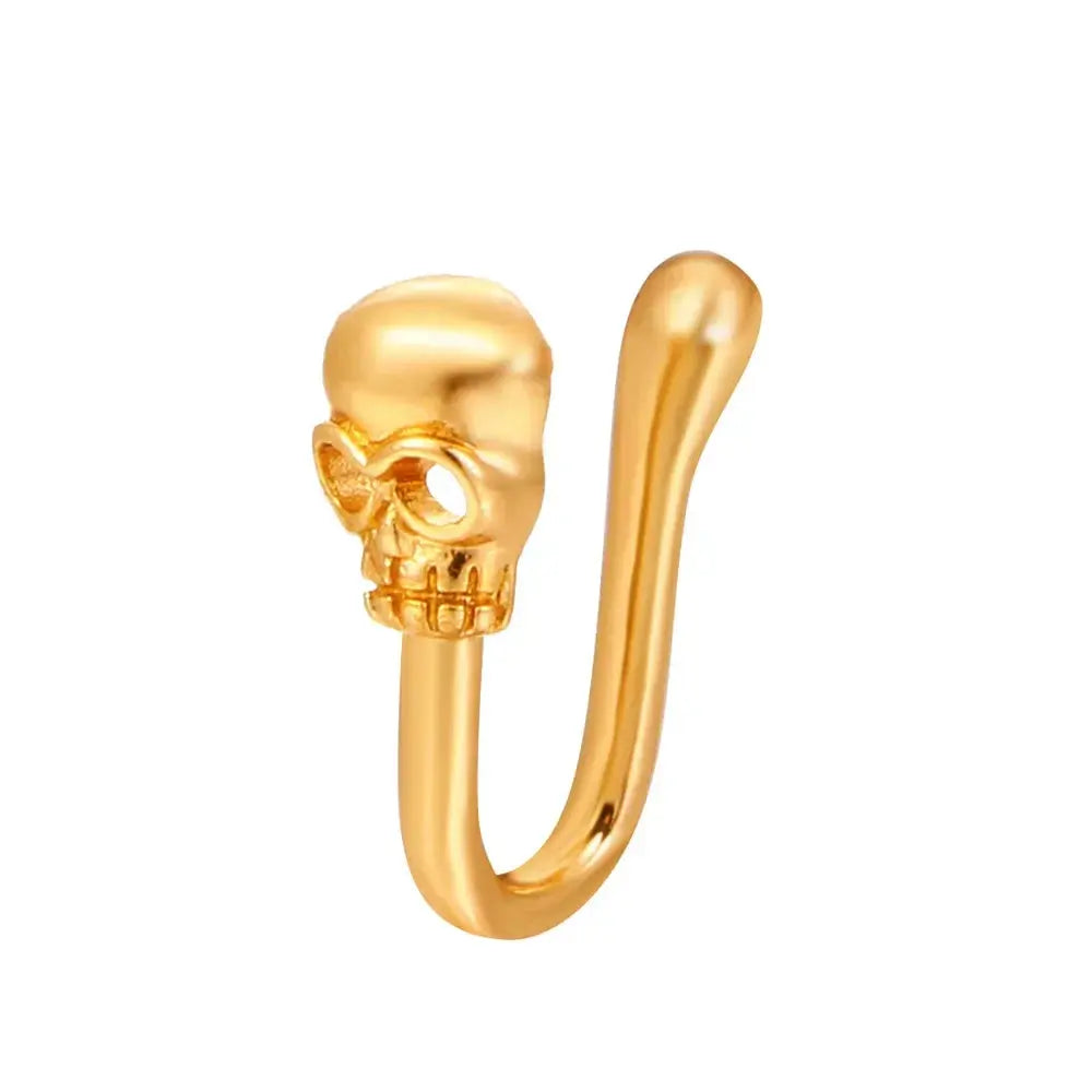 Fashion Gold Color Dragon Butterfly Fake Nose Ring for Women Africa Copper Helix U Shape Faux Aro Nariz Piercing BareGlow