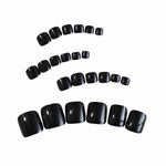 24pcs Black False Toenails Solid Color Glossy Fake Toenails Wearable Full Cover Ins Square Press on Toenail Patch for Girl Women BareGlow