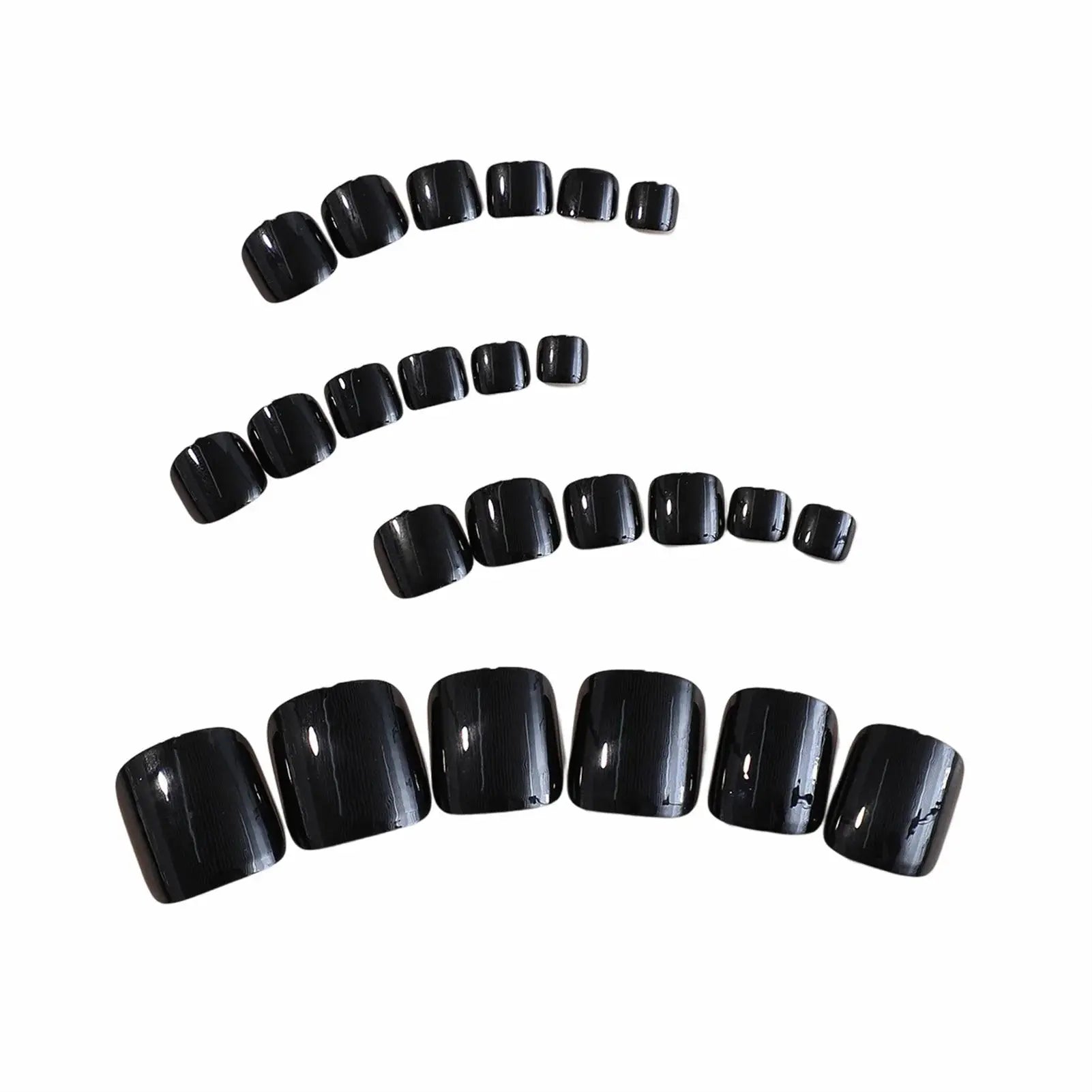 24pcs Black False Toenails Solid Color Glossy Fake Toenails Wearable Full Cover Ins Square Press on Toenail Patch for Girl Women BareGlow