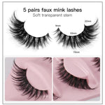 5 Pairs Cat Eye Lashes Faux Mink Eyelashes Natural long Manga Lashes Winged End Eye Elongated Eyelashes Fake Lashes Makeup BareGlow