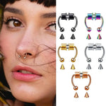 5pcs Stainless Steel Magnet Fake Nose Ring Hoop Fake Piercing Hoop Septum Rings For Women Fashion Gothic Rock Body Jewelry Gifts BareGlow