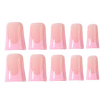 24pcs Duck Nails Simple and classic Elegance pink French,Detachable reusable press on acrylic nails BareGlow