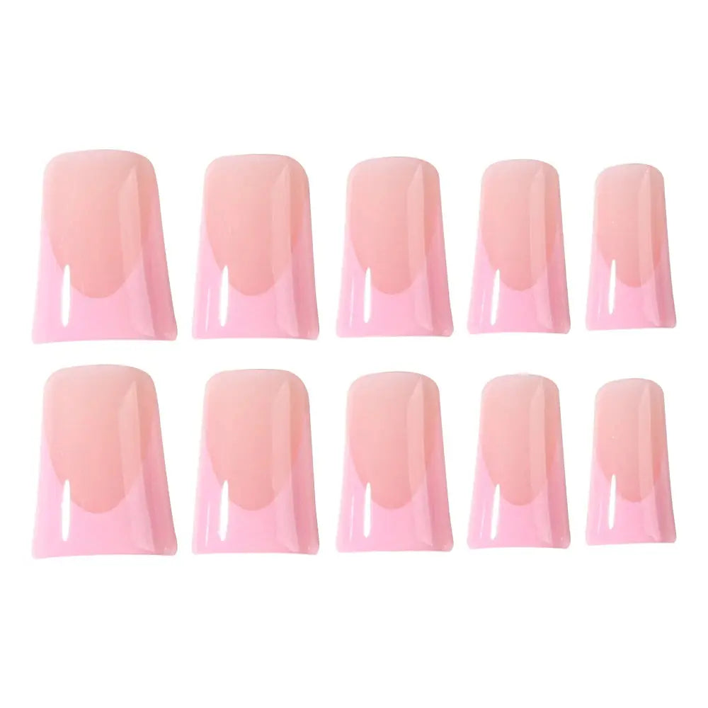 24pcs Duck Nails Simple and classic Elegance pink French,Detachable reusable press on acrylic nails BareGlow