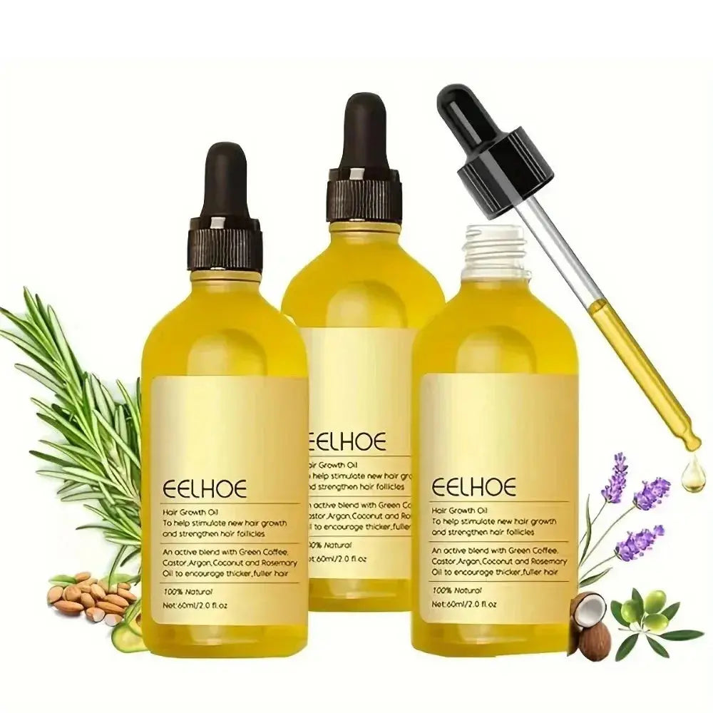 1/2/3pcs Natural Hair Growth Oil Rosemary Anti Hair Loss Regrowth Moisturizing Repair Anti Baldness Fast Hair Growth Serum Oil BareGlow
