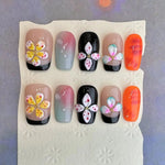 10Pcs 3D Green Flower Handmade Press on Nails French Fake Nails Wearable Stick-on Nails False Nail Uñas Накладные Ногти 네일팁 BareGlow