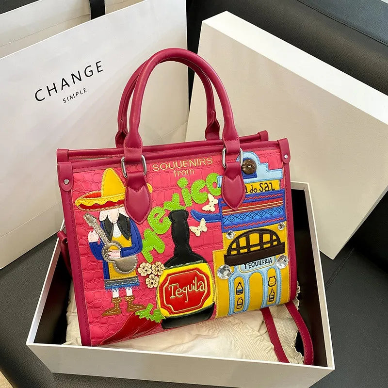 Design Patchwork Zipper 2026 Hot Sale Women's Bags Retro High Quality Women's Bags PU New Personality Stylish Shoulder Bags