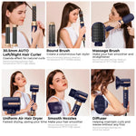 7 In 1 Hair Dryer Brush Brushless High Speed Hair Dryer with Diffuser Ionic Blow Dryer Hot Air Styling Comb Auto Hair Curler BareGlow