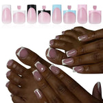 60PCS/box High Quality Nail Art Tips Toe Press On Nails White Black Pink Blue French Tips False Nails Tip Fake Nails Short BareGlow