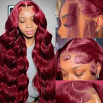 99j 220% Density 13x4 Wine Red/Burgundy Lace Front Straight Deep Wave Wigs BareGlow