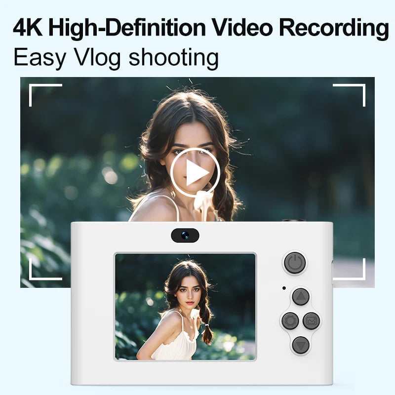 4K Digital Camera  24 Million Pixels Video Camcorder 16x Zoom Compact Cameras Auto Focus for Kids Adult Beginners Photograph BareGlow