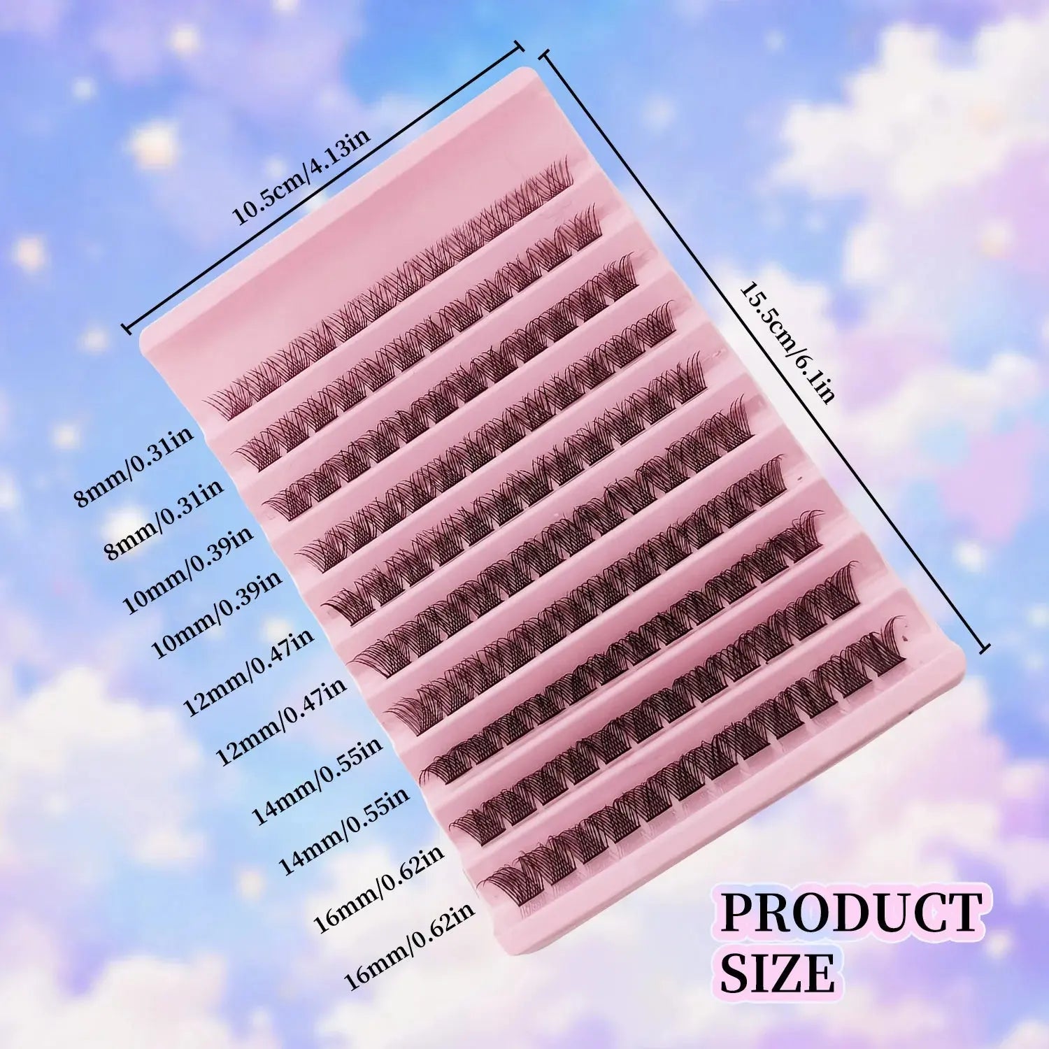 120Pcs Natural Eyelash Cluster Set, D Curl 8–16mm Mixed Length, Soft Band & Lightweight, Reusable False Eyelashes Cat Eye Effect BareGlow