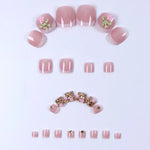 48pcs French black border hand and foot armour Glossy fake toenails fully covered with nude spring break toenails for women's na BareGlow