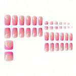 24Pcs French Pink Square Nail & Toenail Combo Kit, Removable Reusable Press On Nails For Daily Wear BareGlow