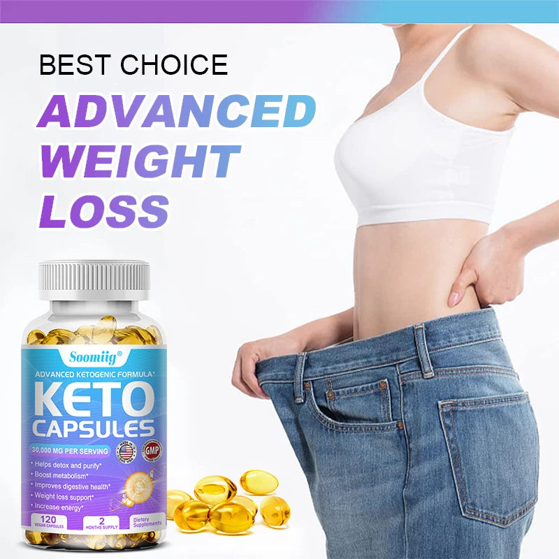 Keto Capsules - Fat Burning, Detoxification, Weight Loss, Metabolism Boost, Weight Management, Immune System Boost BareGlow