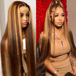 Highlight Wigs Colored Straight Lace Front Human Hair Wigs For Women Honey Blonde Straight 13x4 Hd Lace Frontal Wigs Human Hair BareGlow