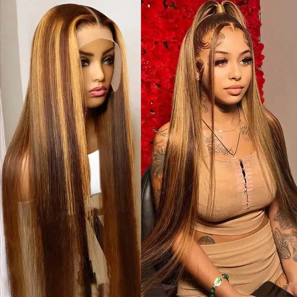Highlight Wigs Colored Straight Lace Front Human Hair Wigs For Women Honey Blonde Straight 13x4 Hd Lace Frontal Wigs Human Hair BareGlow