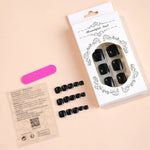 24pcs Black False Toenails Solid Color Glossy Fake Toenails Wearable Full Cover Ins Square Press on Toenail Patch for Girl Women BareGlow