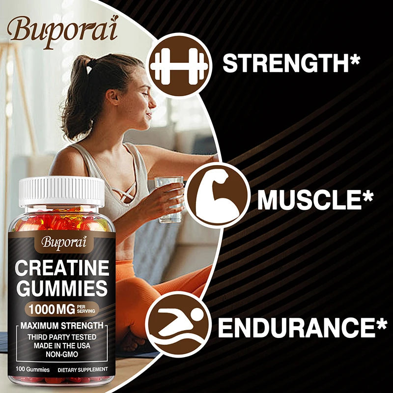 Creatine Monohydrate Gummies - Boost Energy, Build Muscle Mass, and Improve Athletic Performance BareGlow