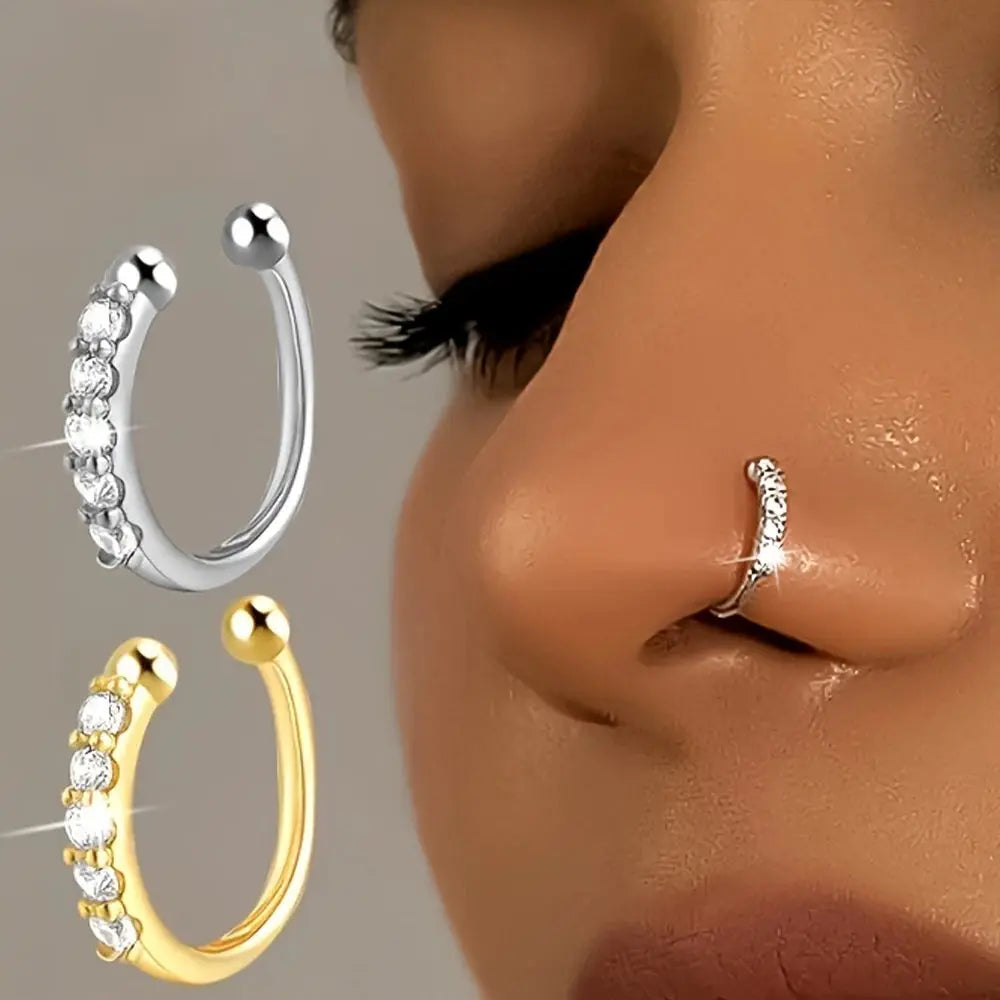 Fashion Copper Fake Nose Rings for Women Hypoallergenic Cartilage Cuff Earrings Falso Nose Piercing Jewelry BareGlow