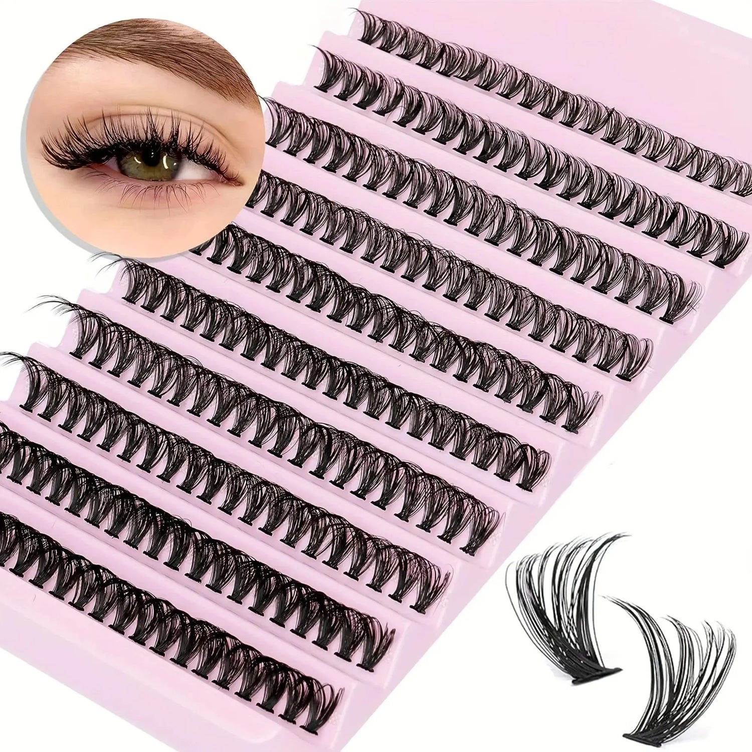 Individual Lashes 8-16mm 200pcs Cluster Lashes Natural Look Mixed Tray DIY Eyelash Extension Volume Lash Clusters Eyelashes Long BareGlow