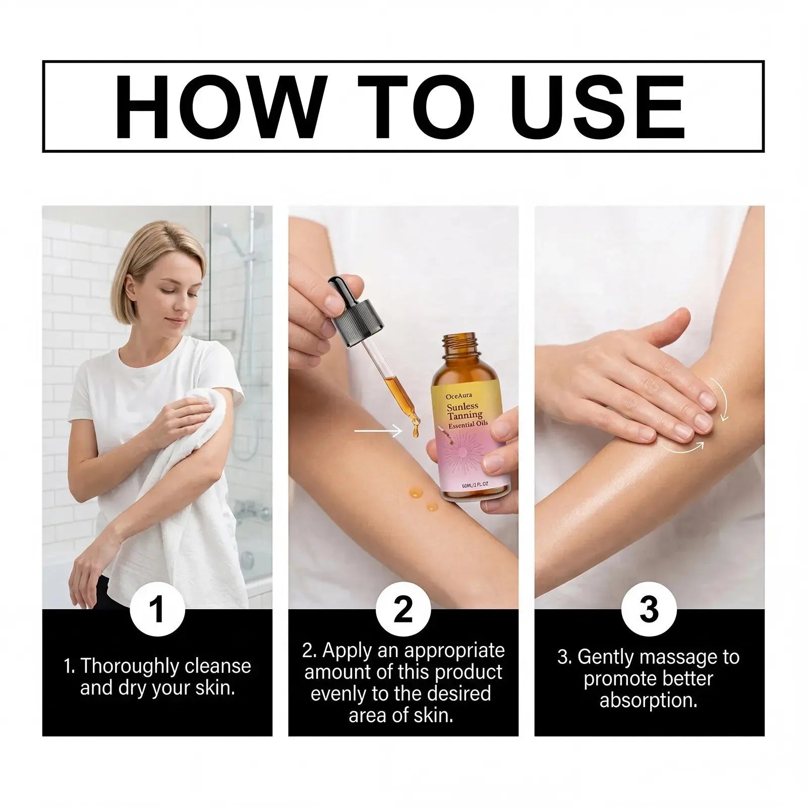 Sunless Tanning Oil Natural Bronzer Self Tanner Body Face Even Tan Moisturizing No Sun Needed Gradual Tan Indoor Tanning 60ml BareGlow