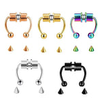 5pcs Stainless Steel Magnet Fake Nose Ring Hoop Fake Piercing Hoop Septum Rings For Women Fashion Gothic Rock Body Jewelry Gifts BareGlow