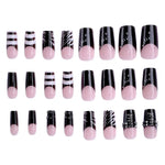 24Pcs French Square Press On Nails Dark Style Matte Finish Press On Nails Artificial Manicure Tool Nail Tips Wearable Fake Nails BareGlow