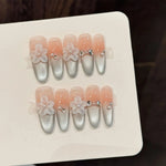 10PCS Long Oval Handmade Press On Nails,Gradual Gentle Style,Suitable For Festivals Parties And Daily Wear. BareGlow