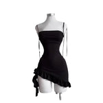 2026 Sexy Sleelveless Backless Mini Dress Women Summer Europe America Lace Up Bodycon Dresses High Street Party Club Black Dress BareGlow