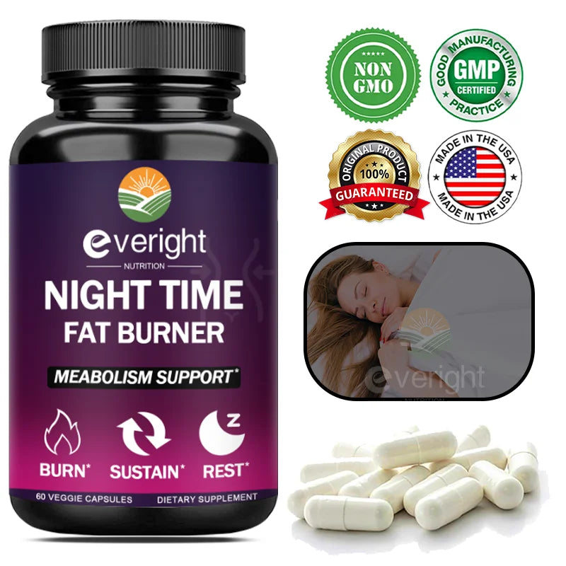 Night Fat Burner - Boost Metabolism, Improve Sleep & Curb Cravings for Effective Weight Loss (Men & Women) BareGlow