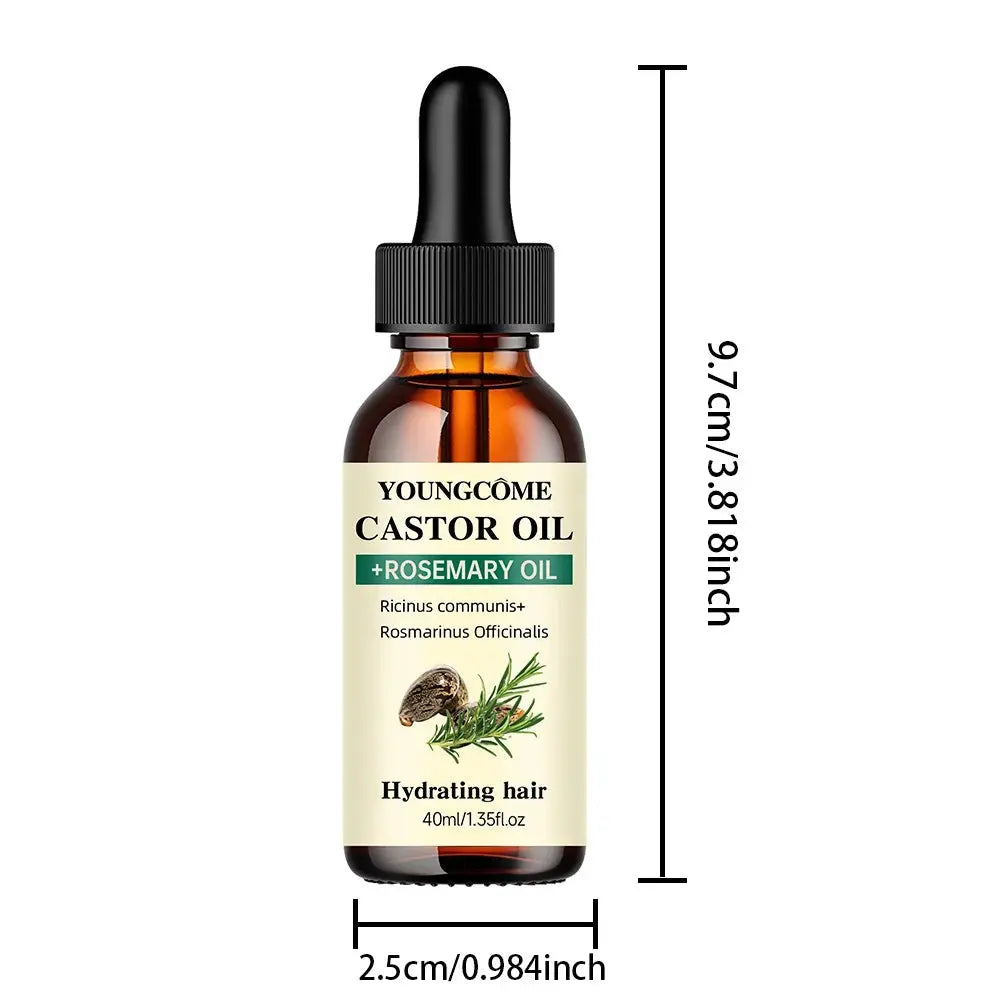 Mix Castor Oil and Rosemary Oil for Hair Growth Enhances hair thickness and Shine, Reduce Hair Loss and Split Ends Hair Care Oil BareGlow