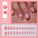 24Pcs Short Square Coffin False Nails French Glitter Wearable Fake Nails Tip Acrylic Full Cover Women Ballet Press on Nails BareGlow