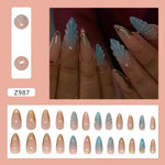 24 Pcs Pink French 3D Flower Decorations for Fake Nails Almond Press on Nails Acrylic Artificial Reusable False Nails Self-nail BareGlow
