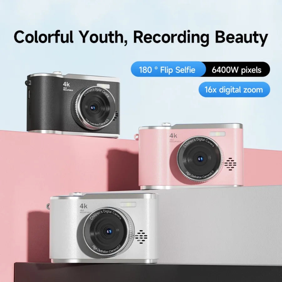 Digital Camera,Autofocus 4K Vlogging Camera for Photography 48MP Portable Compact Point and Shoot Digital Camera for Teens Adult BareGlow