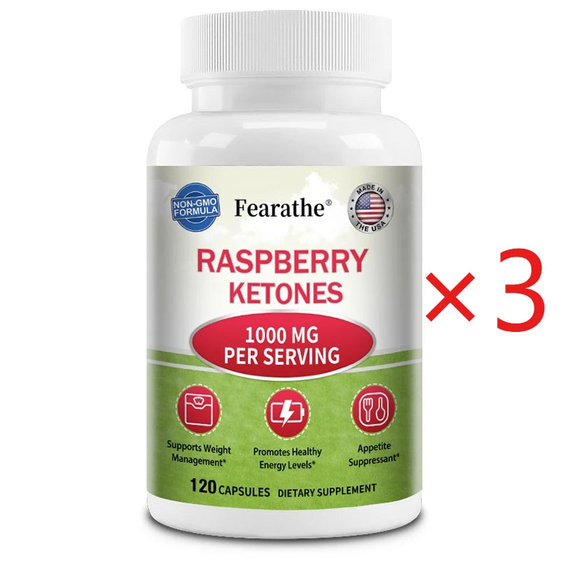 Raspberry Ketones Capsules - Fat Burning, Metabolism Boosting, Healthy Weight Management, Appetite Suppressant BareGlow