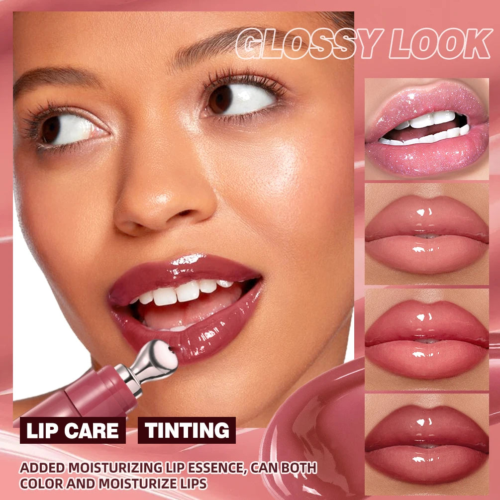 QIBEST Mirror Watery Crystal Jelly Lipgloss Tint Long Lasting Moisturizing Lipstick Shiny Glitter Lip Glaze Nourishing Makeup