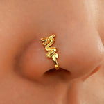 Fashion Gold Color Dragon Butterfly Fake Nose Ring for Women Africa Copper Helix U Shape Faux Aro Nariz Piercing BareGlow