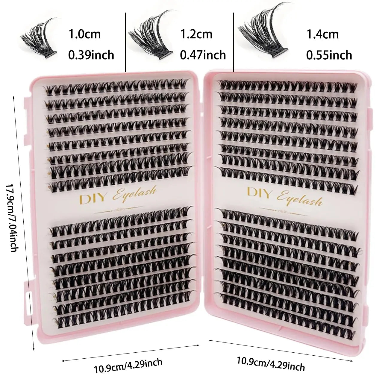 640pcs DIY D-Curl Eyelashes 10-14mm Natural Look Wispy Lashes 40P/80P Cluster for Personal Use BareGlow