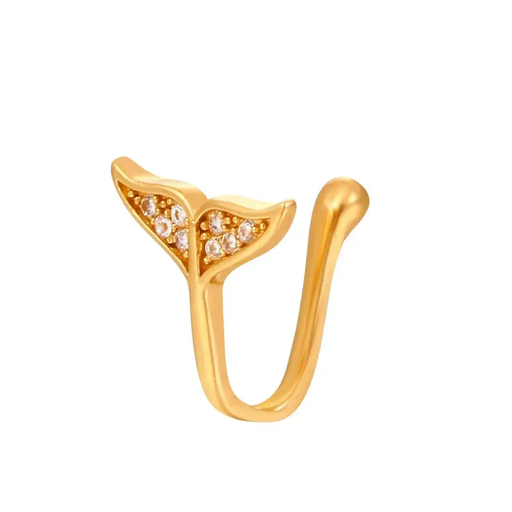 Fashion Gold Color Dragon Butterfly Fake Nose Ring for Women Africa Copper Helix U Shape Faux Aro Nariz Piercing BareGlow