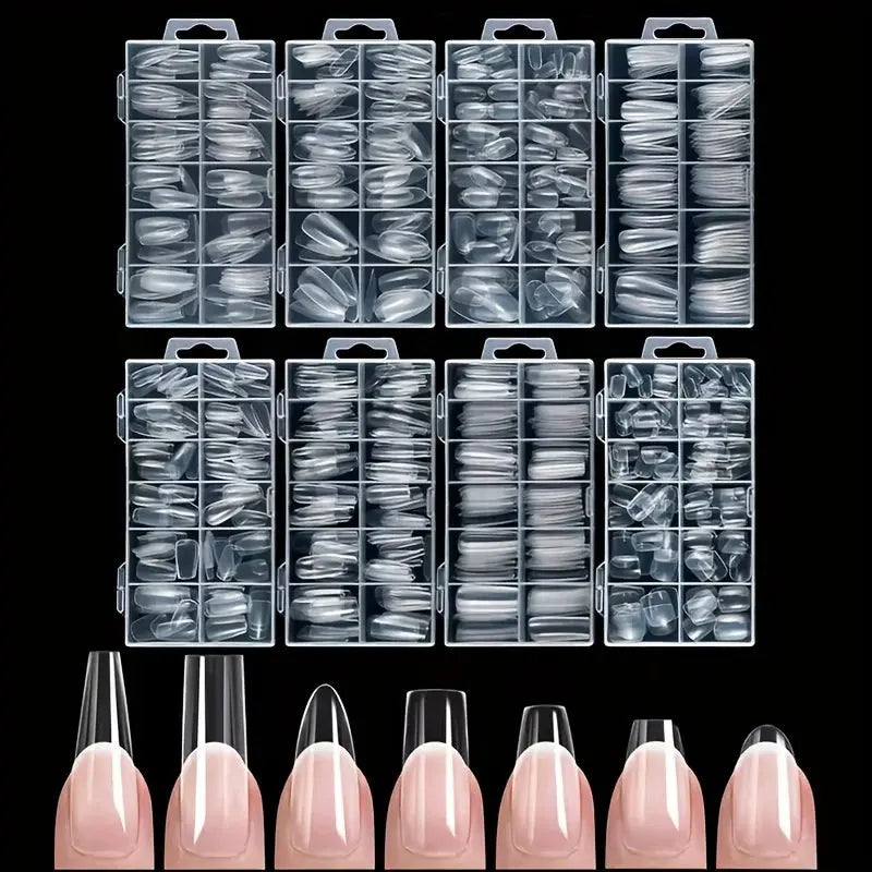 120 Pieces of Transparent Coffin/Mandarin/Aprilion/Square/Oval/Other Shape Style Boxed Nails BareGlow