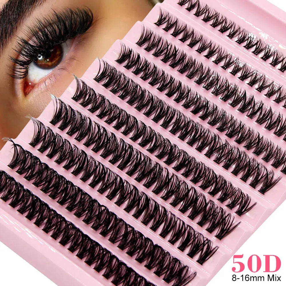 Super Bunch Mink Eyelashes 1 Box/200 Bundles Natural Eyelash Extension 3D Russia Individual Cluster Makeup Tools Lashes Cilia BareGlow