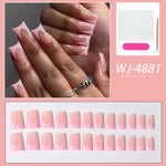 24pcs Duck Nails Simple and classic Elegance pink French,Detachable reusable press on acrylic nails BareGlow