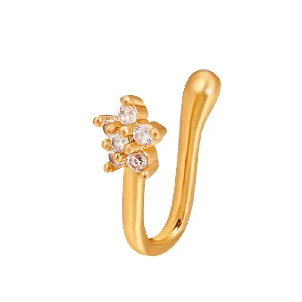 Fashion Gold Color Dragon Butterfly Fake Nose Ring for Women Africa Copper Helix U Shape Faux Aro Nariz Piercing BareGlow